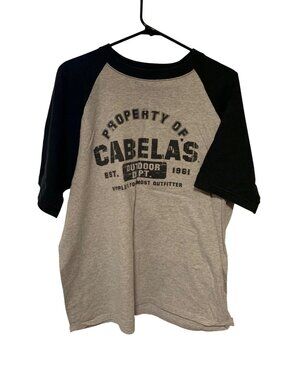 Vintage Y2K Points Trading Cabelas Womens XL Jersey Tshirt tee Shirt Gray Black